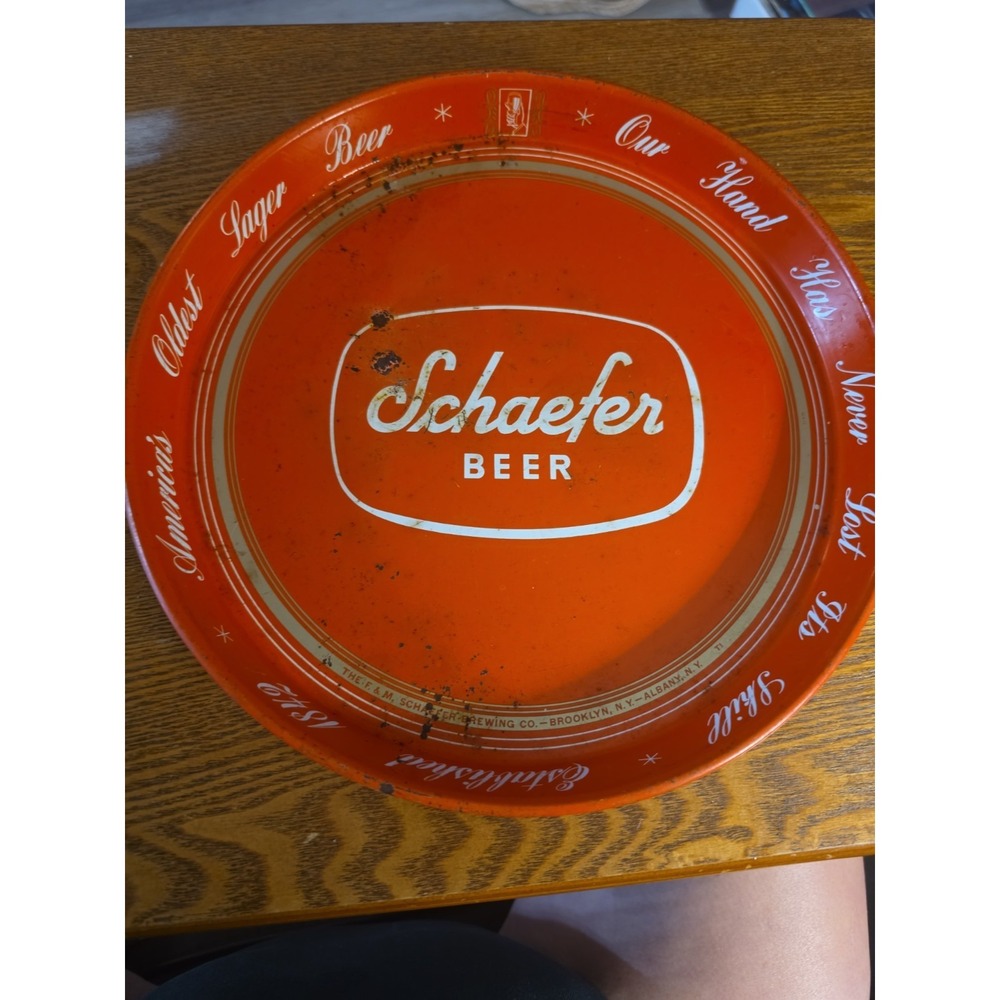 Vintage Original 12" Schaefer Beer Bar‎ Metal Serving Tray Decor. 1960's. CANCO